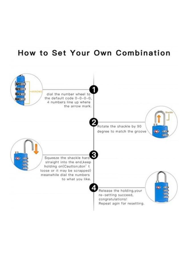 4-Digit Travel Luggage Combination Lock Blue  - Image 4