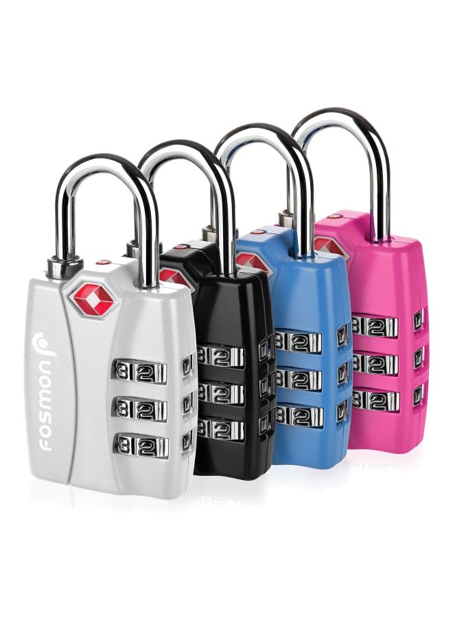 4-Piece 3-Digit Travel Luggage Combination Lock Multicolour  - Image 1
