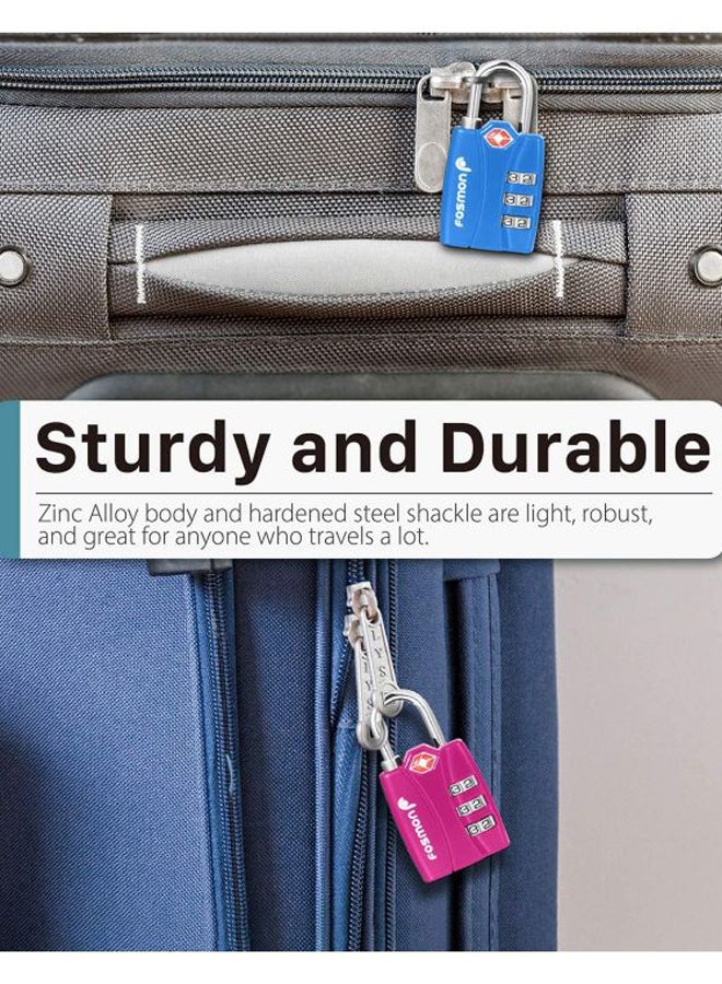 4-Piece 3-Digit Travel Luggage Combination Lock Multicolour  - Image 3