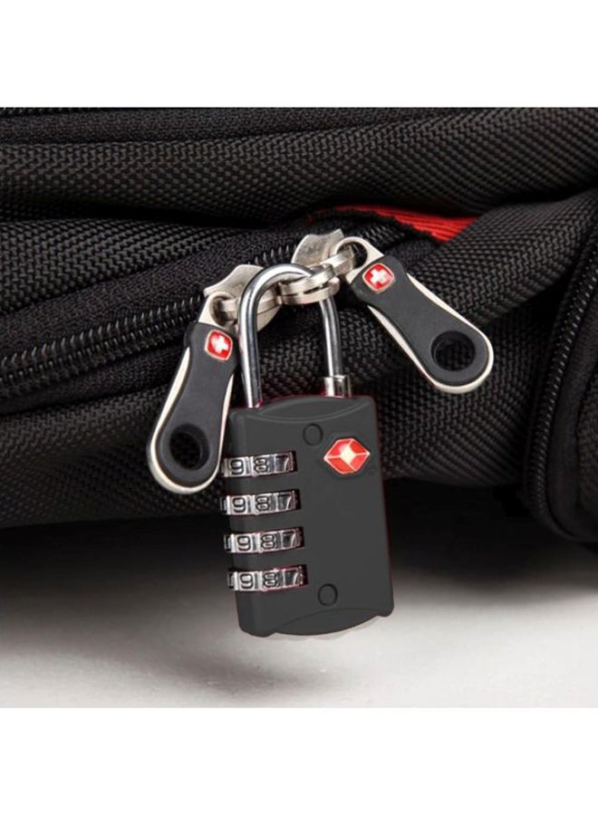4-Digit Password Metal Luggage Lock Black/Silver/Red  - Image 3