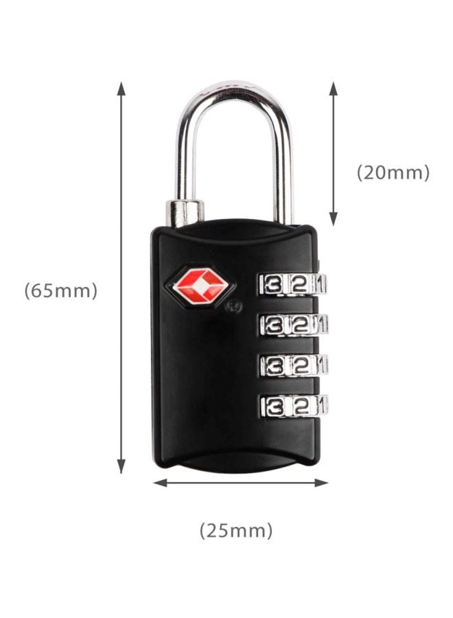 4-Digit Password Metal Luggage Lock Black/Silver/Red  - Image 5