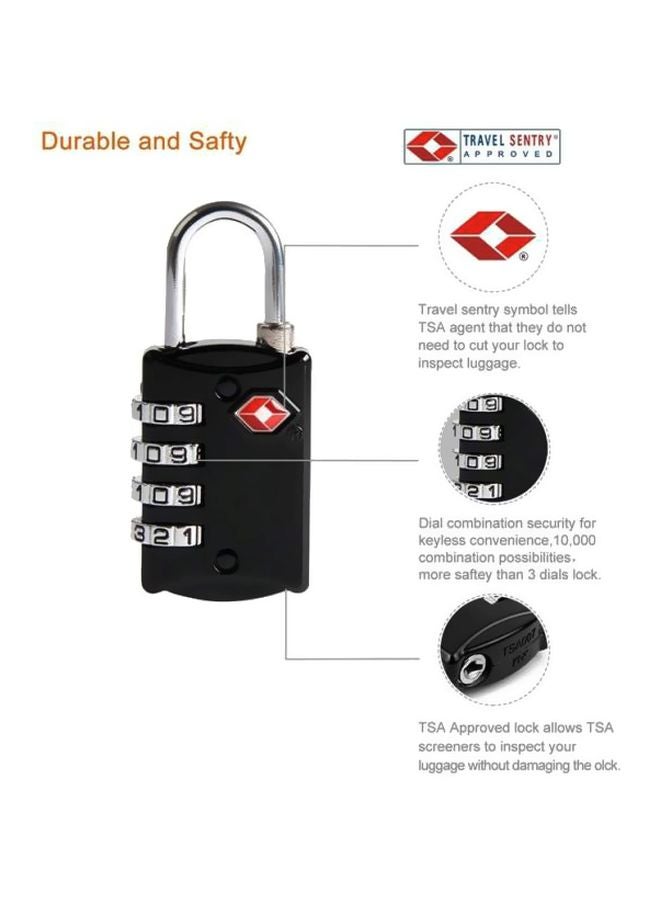 4-Digit Password Metal Luggage Lock Black/Silver/Red  - Image 3