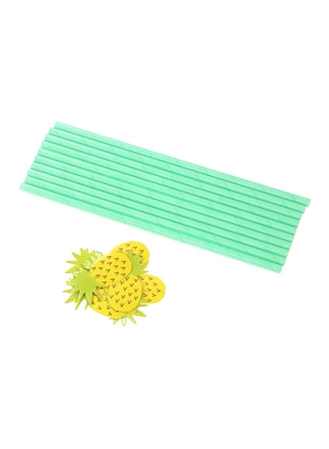 إسونماس 50-Piece Pineapple Patterned Decorative Drinking Straw Set GR20-3 19.5x0.5cm  - Image 1