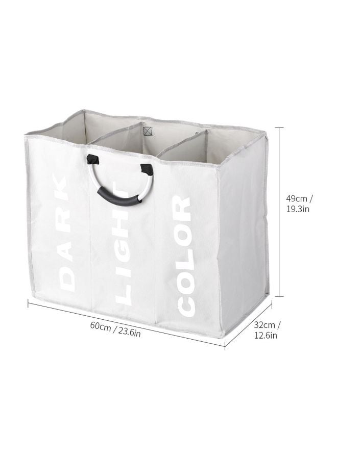 3-Section Foldable Laundry Basket With Aluminum Handles Light Grey - Image 5