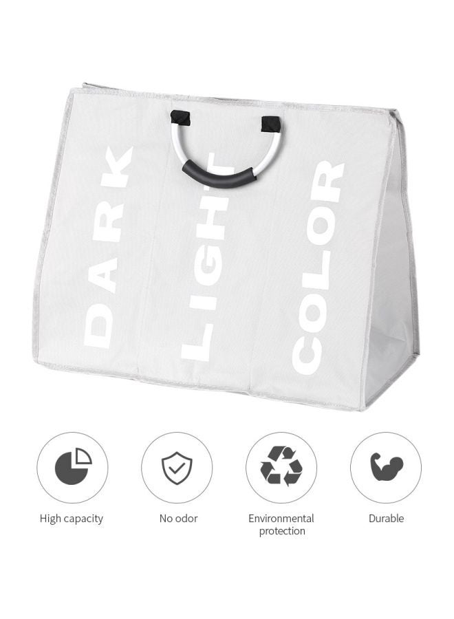 3-Section Foldable Laundry Basket With Aluminum Handles Light Grey - Image 2