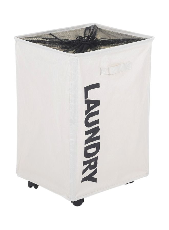 Generic Foldable Laundry Basket Bin With Wheels White  - Image 1