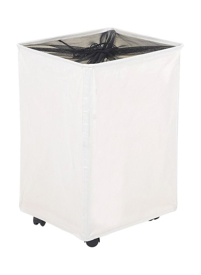 Generic Foldable Laundry Basket Bin With Wheels White  - Image 2