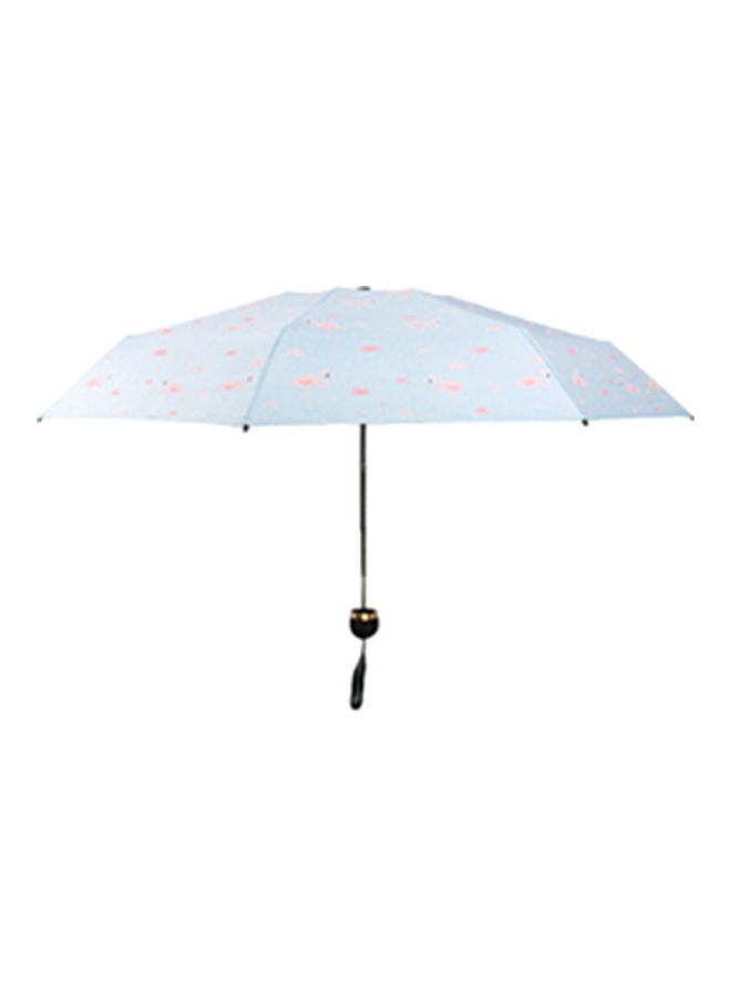 Five Folded Flamingo Printed Umbrella Blue/Pink/Black - Image 1