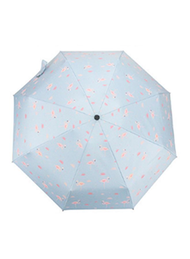 Five Folded Flamingo Printed Umbrella Blue/Pink/Black - Image 2