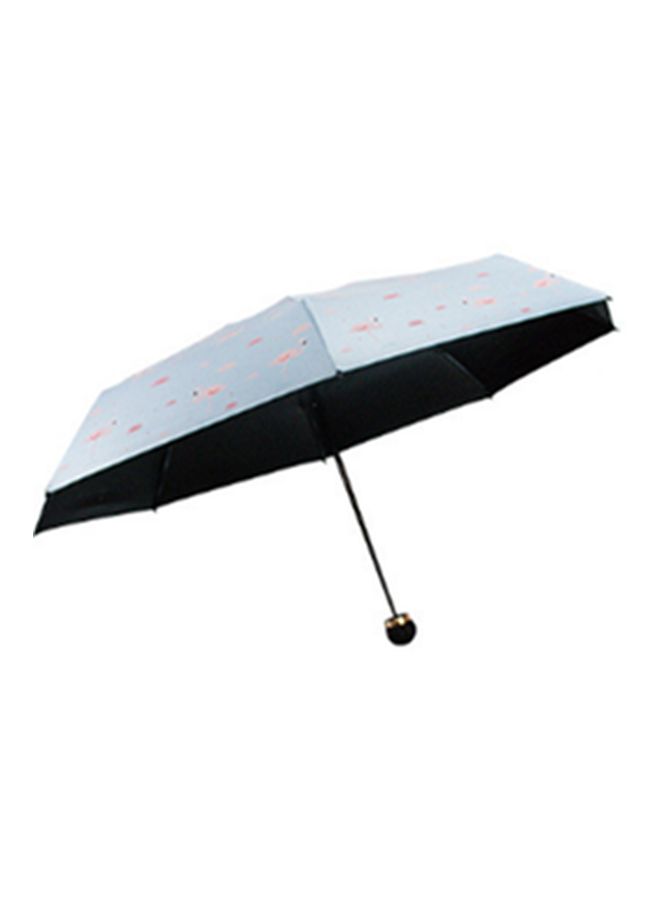 Five Folded Flamingo Printed Umbrella Blue/Pink/Black - Image 3