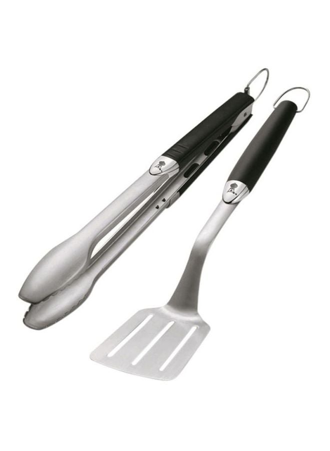 Weber 2-Piece Stainless Steel Grilling Tool Set Silver/Black  - Image 1