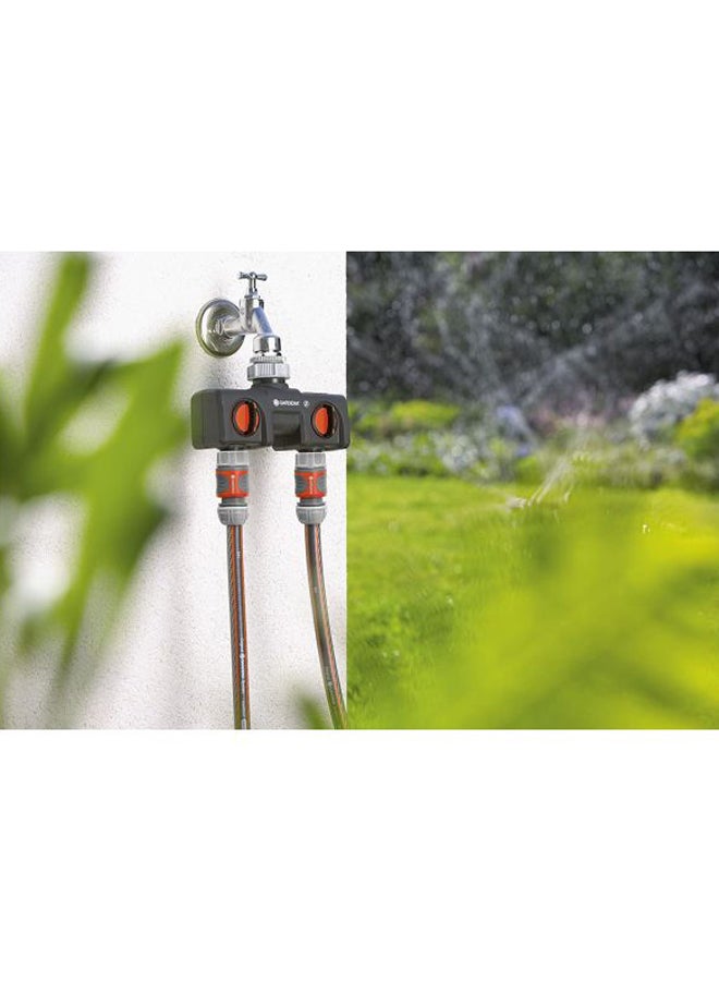 GARDENA Twin Tap Connector Black/Grey/Orange  - Image 4
