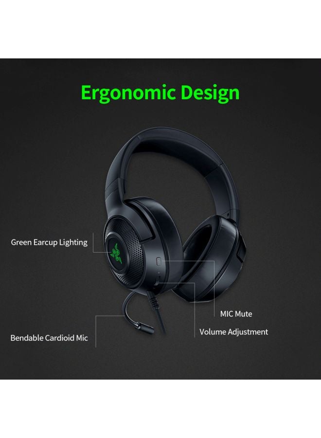 RAZER - Razer Kraken V3 X Wired USB Gaming Headset: Lightweight Build - Triforce 40mm Drivers - HyperClear Cardioid Mic - 7.1 Surround Sound - Chroma RGB Lighting - Black - Image 1