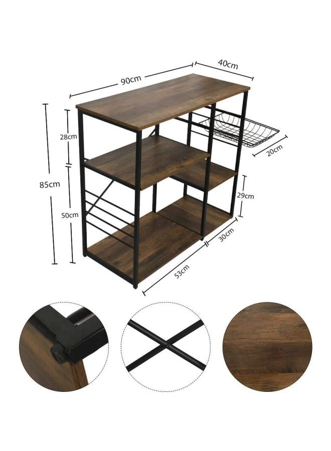 Yatai - Five Tier Wooden Kitchen Storage Table Brown/Black 85x90x40cm - Image 1