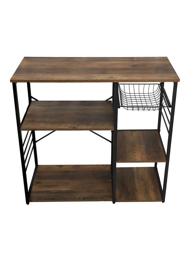 Yatai - Five Tier Wooden Kitchen Storage Table Brown/Black 85x90x40cm - Image 1