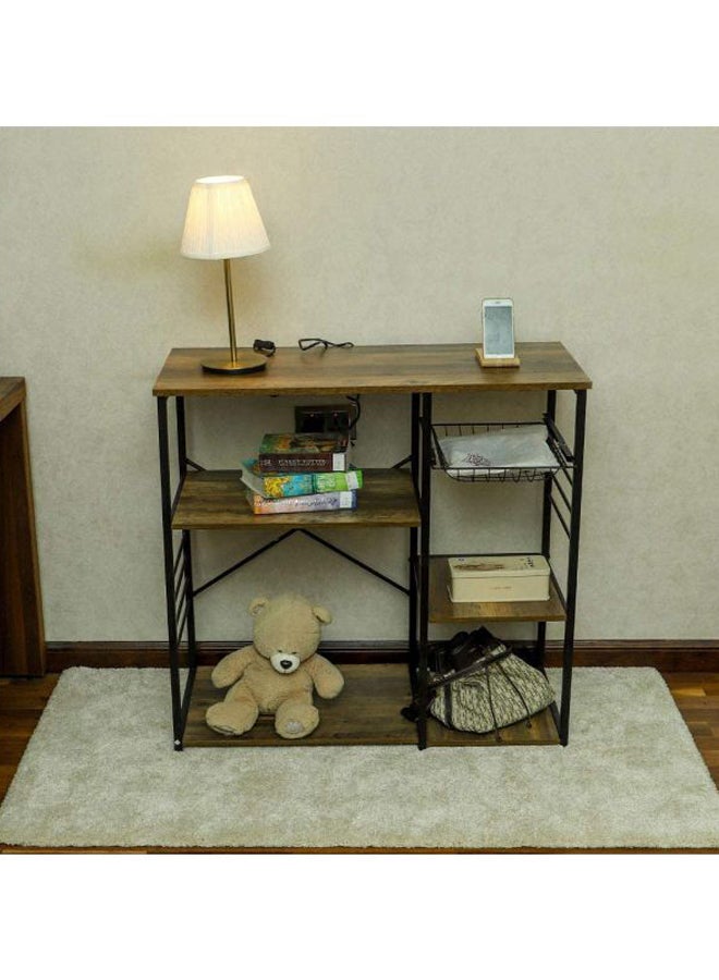 Yatai - Five Tier Wooden Kitchen Storage Table Brown/Black 85x90x40cm - Image 1