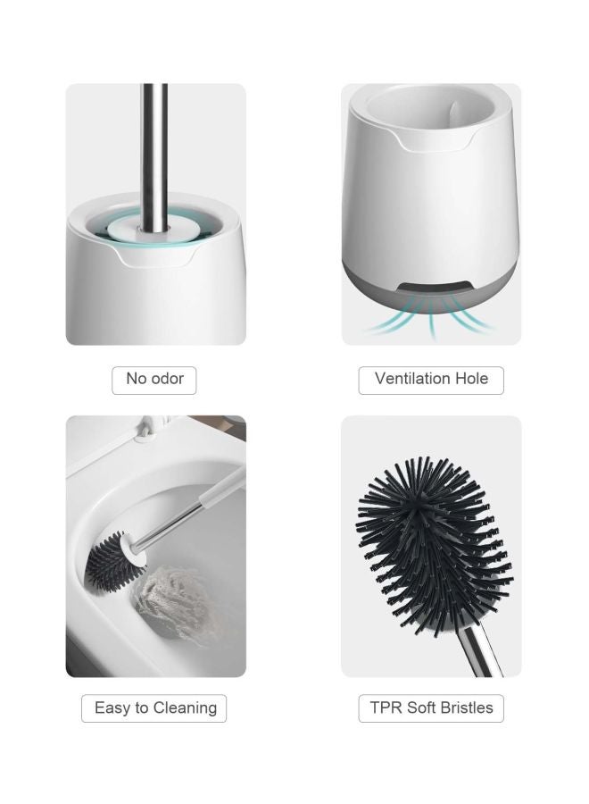 Wall-Mounted Toilet Brush And Holder White/Silver 6.69x5.71x5.71cm - Image 2