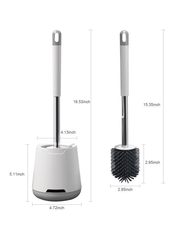 Wall-Mounted Toilet Brush And Holder White/Silver 6.69x5.71x5.71cm - Image 3