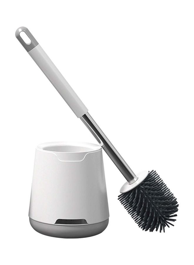 Wall-Mounted Toilet Brush And Holder White/Silver 6.69x5.71x5.71cm - Image 1