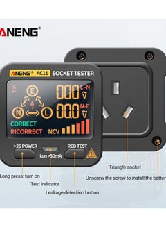 ANENG LCD Display Leakage Detector Socket Tester Black 12.5x7x7.5cm  - Image 3