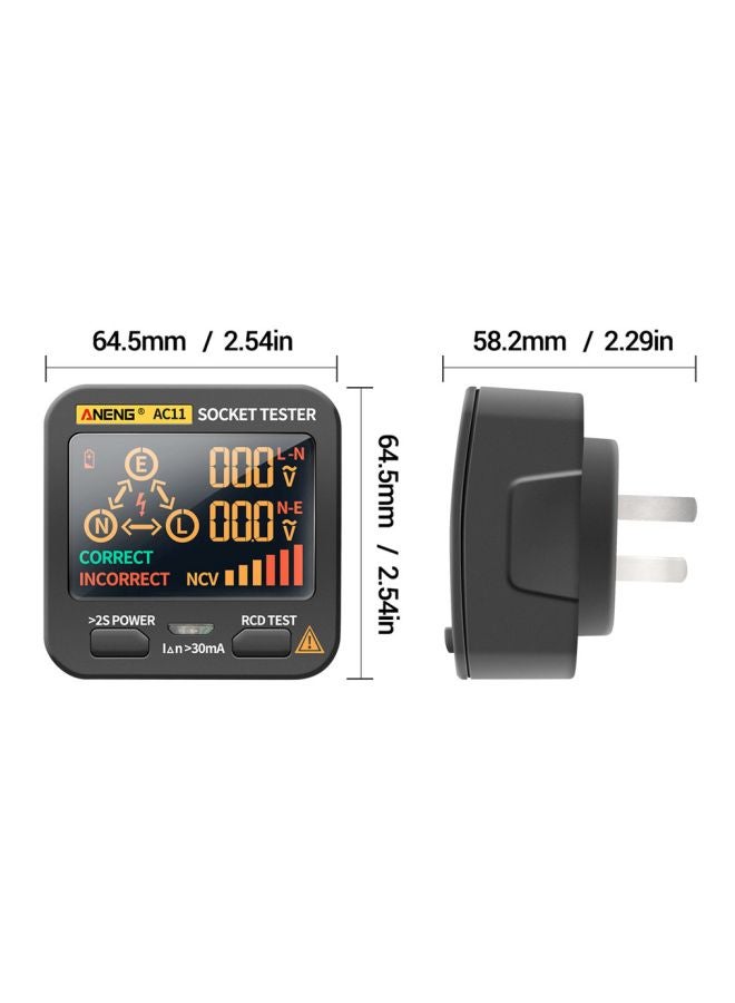 ANENG LCD Display Leakage Detector Socket Tester Black 12.5x7x7.5cm  - Image 2