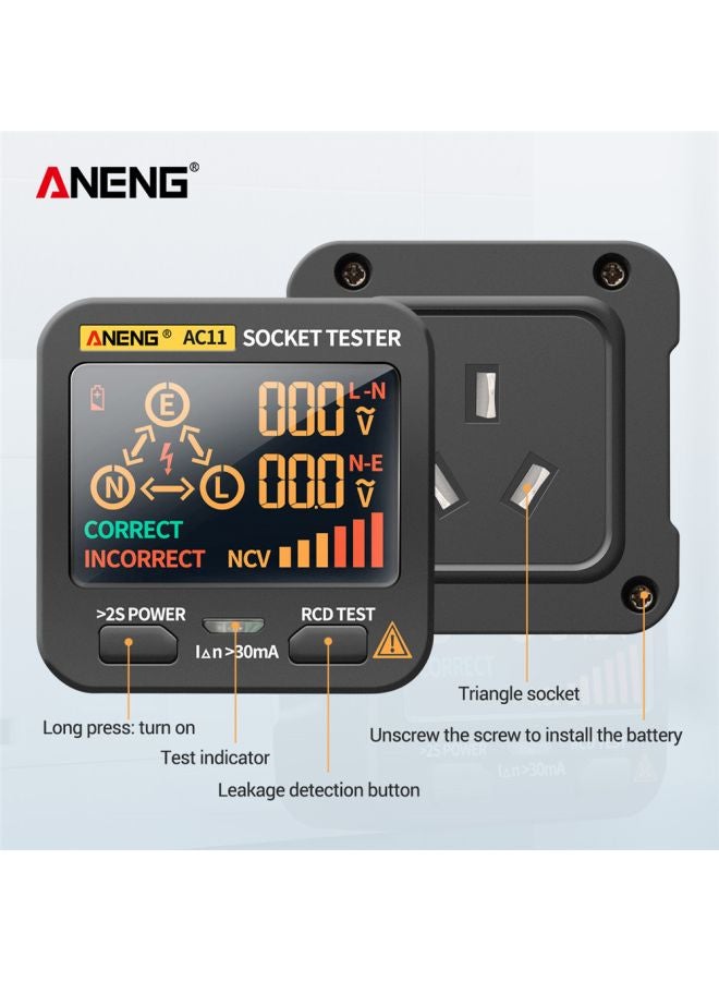 ANENG LCD Display Leakage Detector Socket Tester Black 12.5x7x7.5cm  - Image 4