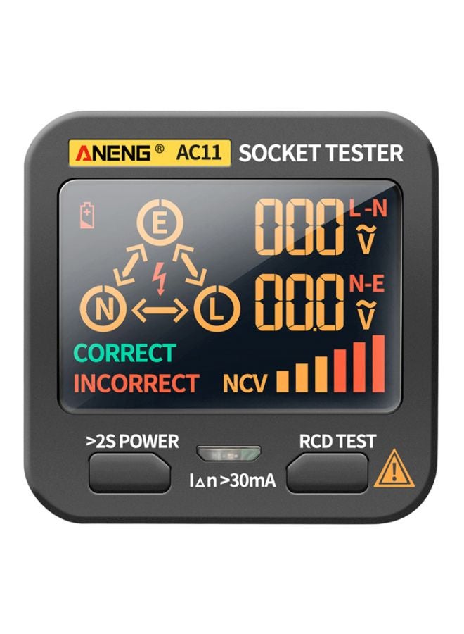 ANENG LCD Display Leakage Detector Socket Tester Black 12.5x7x7.5cm  - Image 1
