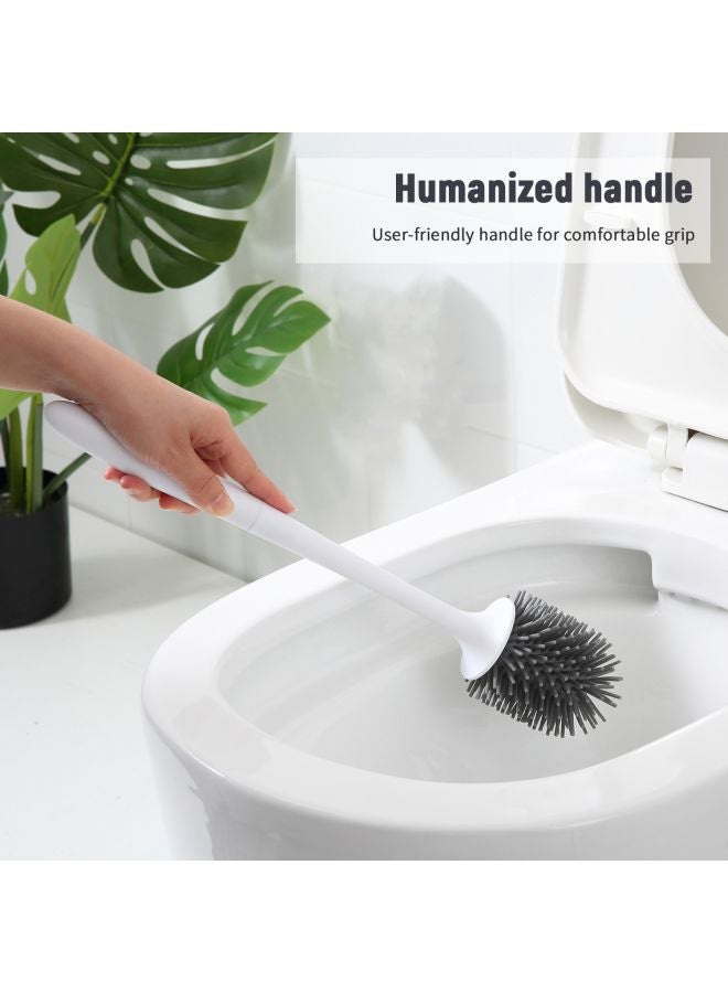 ecoco Hollow Drainage Toilet Brush and Holder Set White/Black 42x10x10cm - Image 3