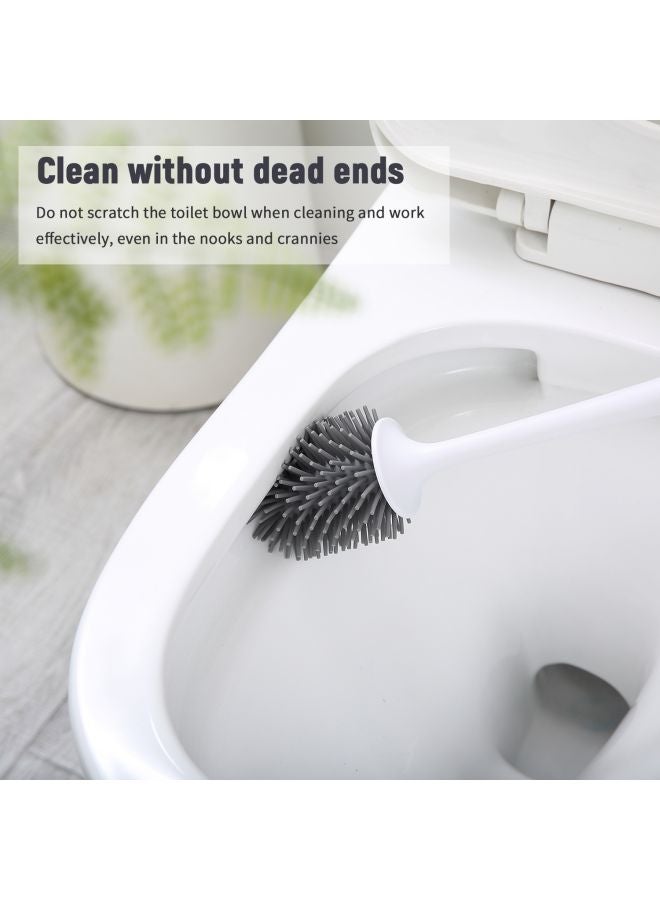 ecoco Hollow Drainage Toilet Brush and Holder Set White/Black 42x10x10cm - Image 2