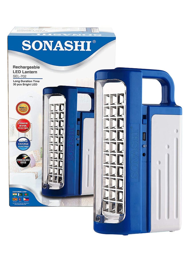 SONASHI - Rechargeable Emergency Lantern  Bright LED Light with 2 Modes  Extended Battery Life with 40 Hours Working Time  Solar Charge and Power Bank Function  For Hiking and Camping SEL-702 White/Blue - Image 1