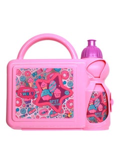 PAUSE 2 Piece Lightweight Portable Lunch Box With Water Bottle for Kids, Pink- P20D-8003  - Image 1