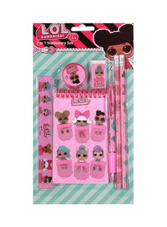 إل أو إل سربرايز! 7-In-1 Cartoon Themed Stationery Set Pink/White/Black 