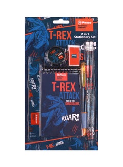 PAUSE 7-In-1 T-Rex Dinosaurs Themed Stationery Set Blue/Red/White 