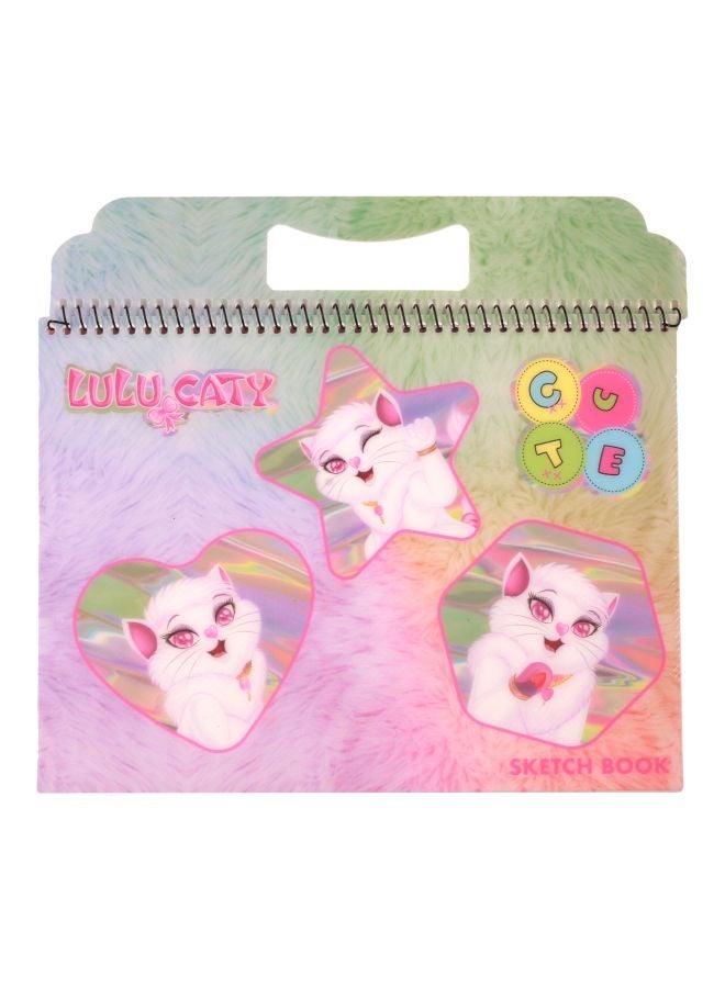 LULU CATY Spiral Bound Caty Printed Sketch Book With Plastic Cover Pink/Green/Yellow