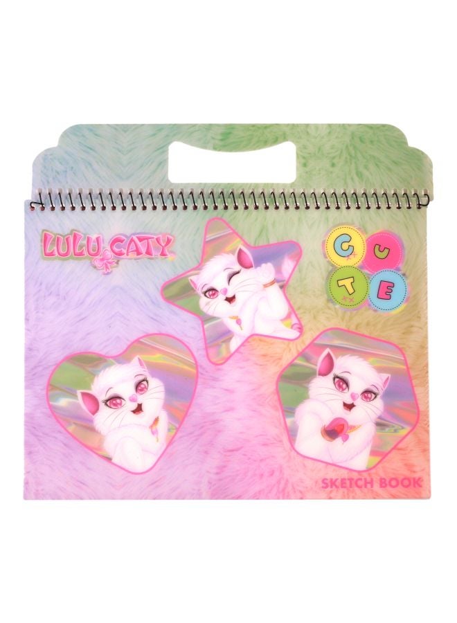LULU CATY Spiral Binding Lulu Caty Printed Sketch Book With Plastic Cover Pink/Green/White