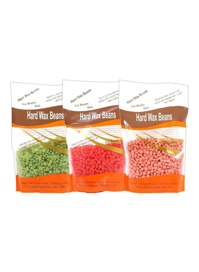 Generic 3-Piece Hard Wax Beans Hair Removal Set Red/Green/Pink 300grams