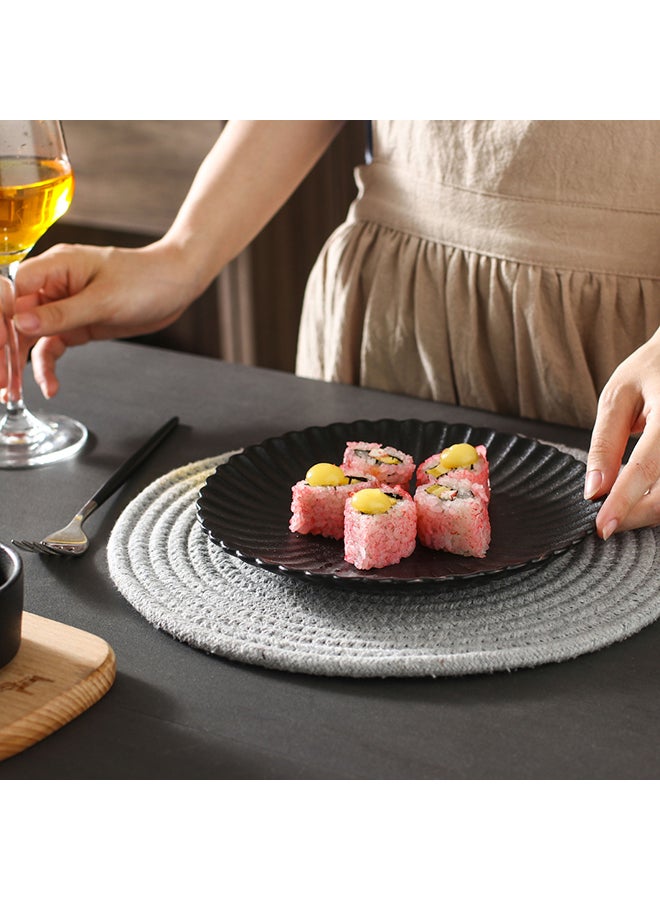 شور طبق من السيراميك بحوافٍ مزخرفة مقاس 8 بوصة أسود - Image 1