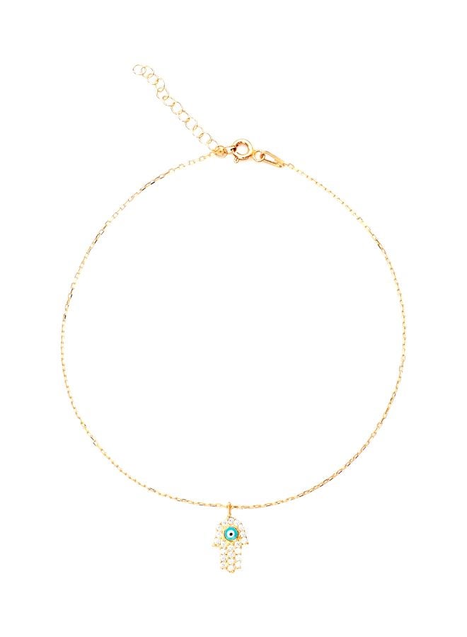 ألوان خلخال مصنوع من الفضة الإسترليني عيار 925 مطلي بالذهب على شكل يد من همسة - Image 1