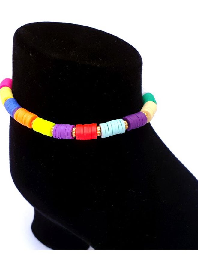 Beaded Anklet With Flower Designed Charm