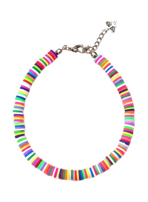 Beaded Anklet With Leaf Designed Charm