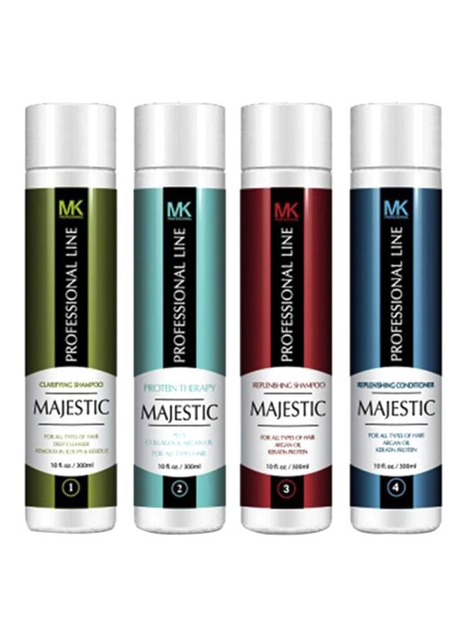 Majestic Keratin Pack Of 4 Protein Therapy Hair Treatment Kit 2x Shampoo 300, 1x Hair Protein 300, 1x Conditioner 300ml 