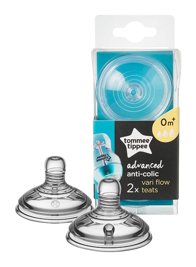 تومي تيبي طقم حلمات متقدمة مضادة للمغص متغيرة التدفق مكون من قطعتين - Image 2