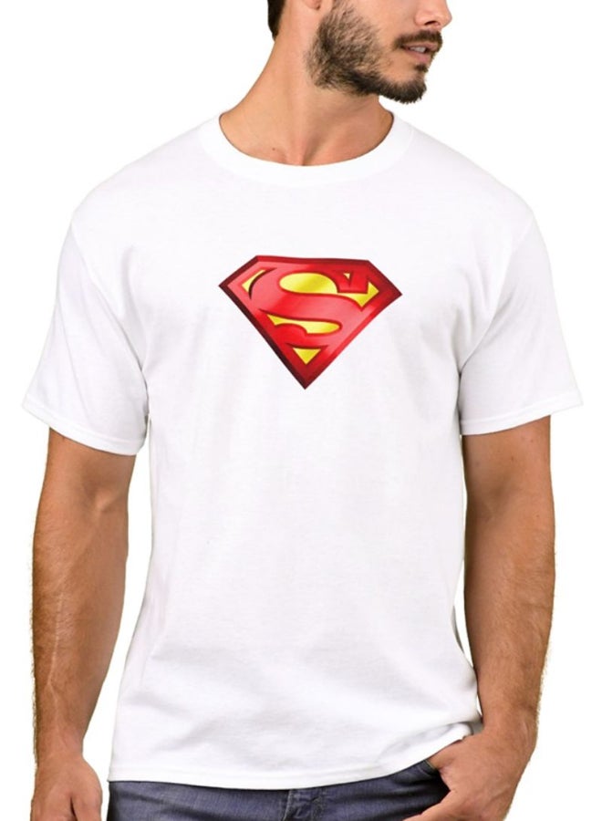 1st Piece - Superman Design Short Sleeve T-Shirt White - Image 1