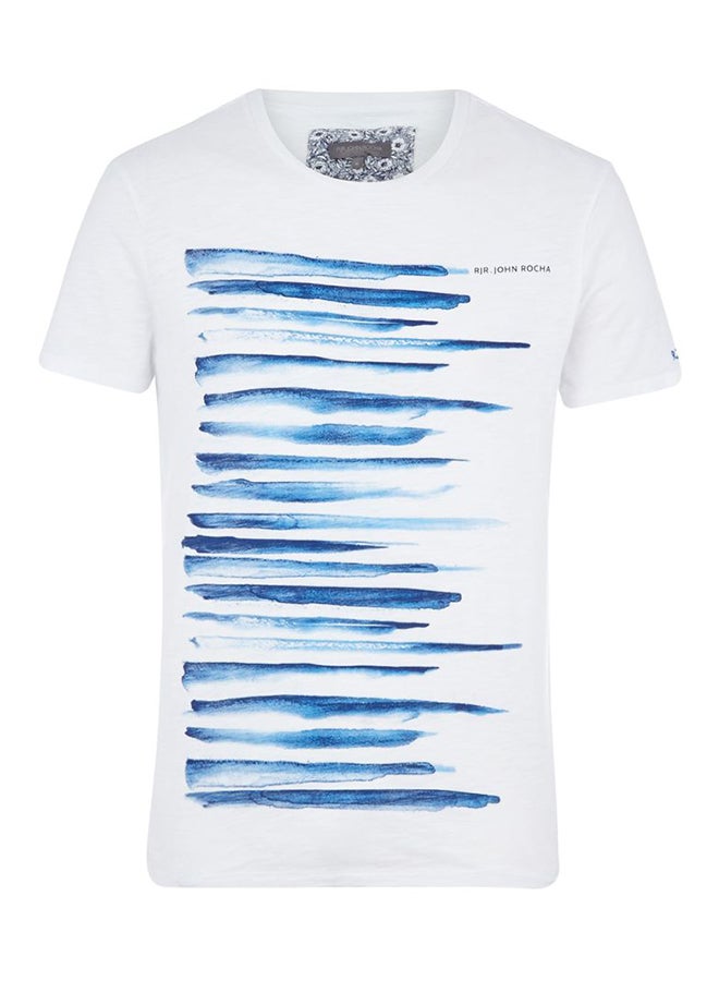 RJR.John Rocha Painted Stripe Print T-Shirt White/Blue