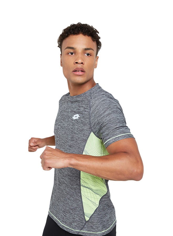 لوتو تيشيرت إكس رايد III بفتحة رقبة مستديرة رمادي/أصفر - Image 1