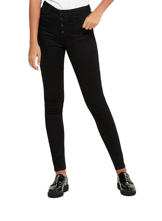 Jacqueline de Yong - Jona Button Fly Skinny Jeans Black - Image 1