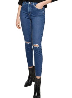 NEW LOOK 'Lift and Shape' Ripped Skinny Jeans Petrol Blue  - Image 1
