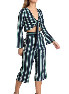 Striped Top And Culottes Set Navy - v1597766542/N15996944V_1