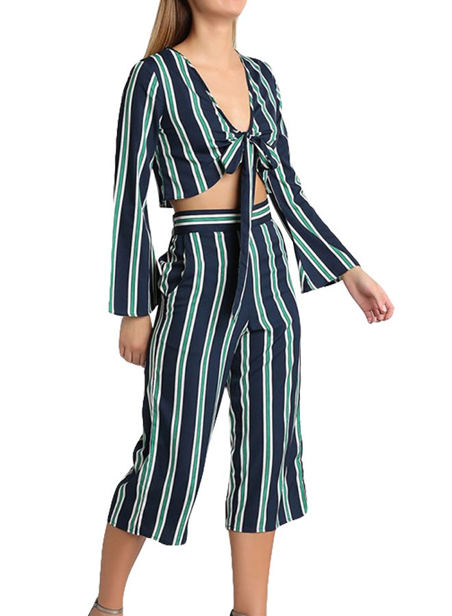 High Streets Striped Top And Culottes Set Navy - Image 2