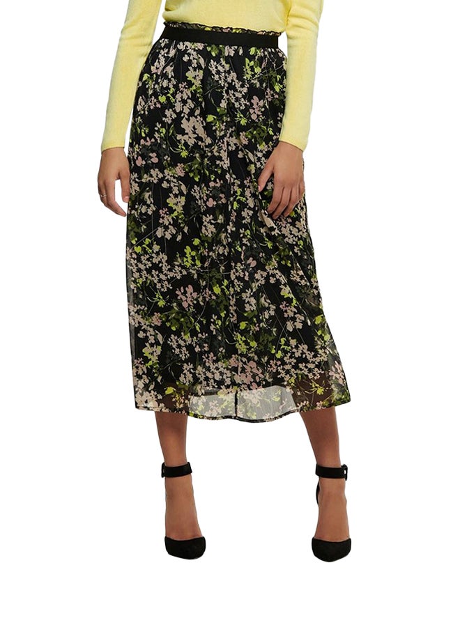 ONLY Floral Print Maxi Skirt Black - Image 1